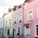 Pastel coloured houses in Notting Hill