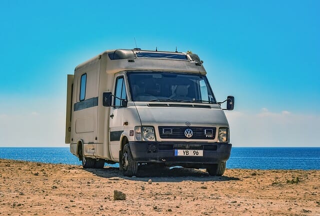 A camper van by the sea