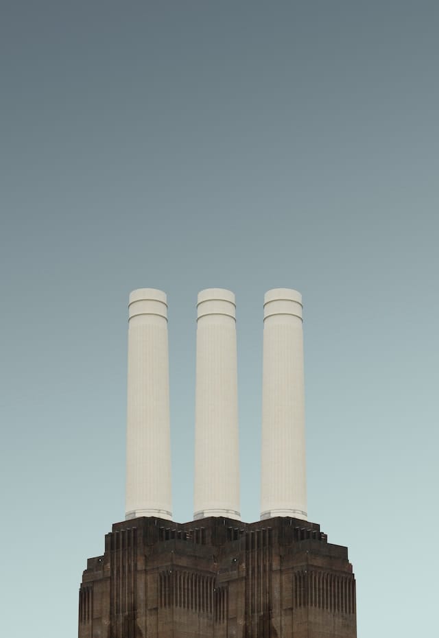 battersea power station against blue sky