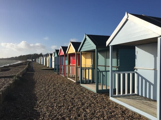 beach huts on the english coast